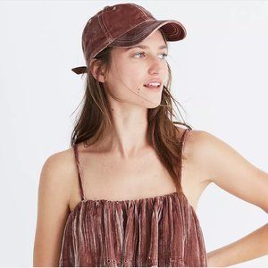EUC $32 MADEWELL Pink Crushed Velvet Baseball Cap